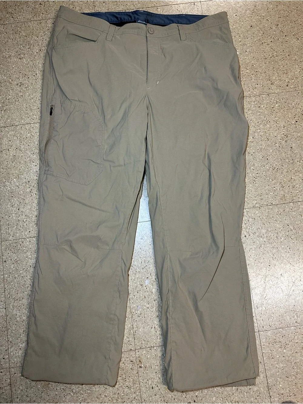 Eddie Bauer Mens Tan Fleece Lined Tech Cargo Pants Stretch Winter Hiking 38x27